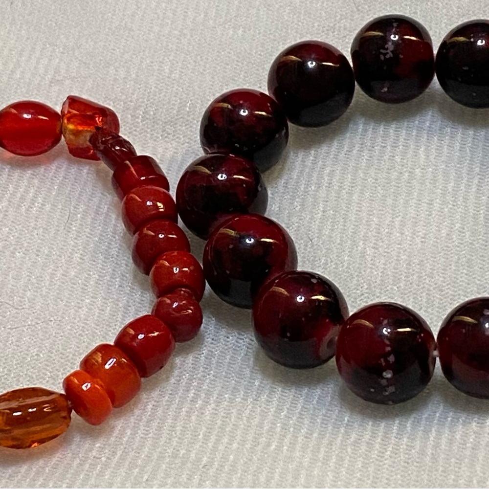 Elegant Red and Orange Beaded Bracelet Set